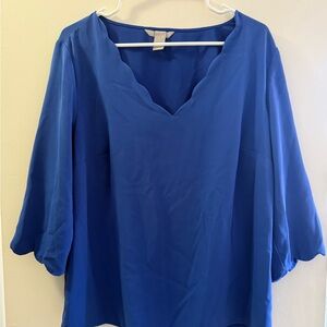 H&M Royal Blue Scalloped Blouse